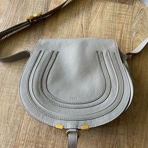 Chloe Marcie Medium Saddle Bag in Grey